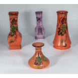 Four Shelley pottery vases