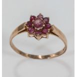 A 9ct gold ruby cluster ring, size Q