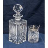 An Edinburgh crystal decanter and a preserve pot