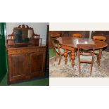 A Victorian mahogany sideboard ,table,5 chairs.