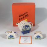 A Wedgwood Clarice Cliff blue crocus tea set