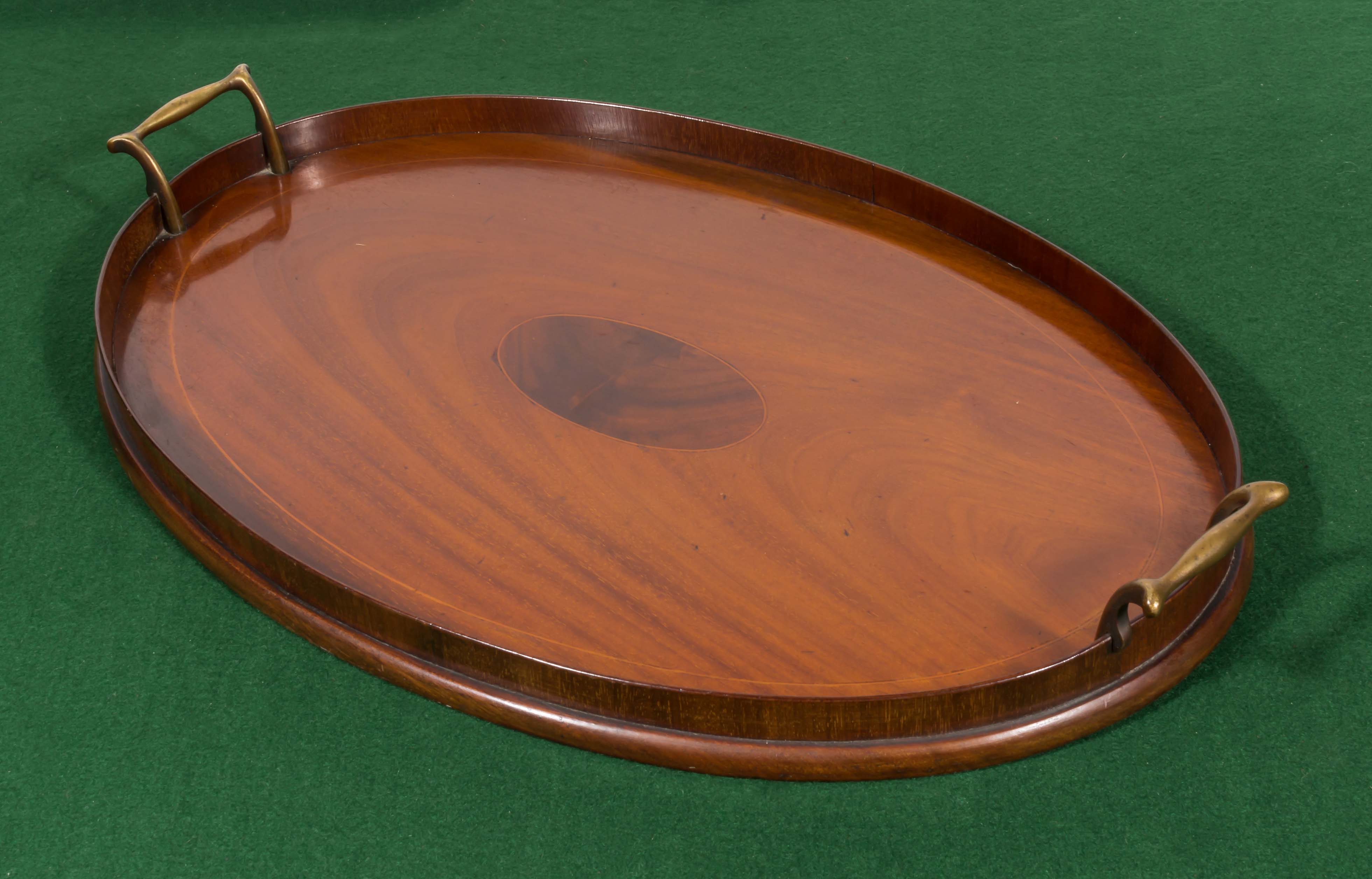 An Edwardian inlaid mahogany tray.