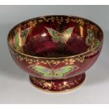 A Crown Devon Sylvan Lustre bowl decorated with butterflies