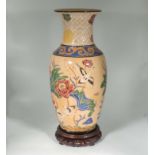 A large Chinese vase decorated with cranes and flowers, 60cm tall