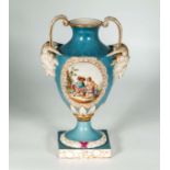 A Samson pottery urn with paintings of children 25cm tall