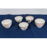 Five Chinese tea bowls A/F