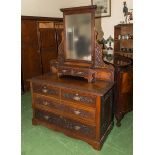 Late Victorian carved oak dressing table
