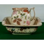 A Doulton Slaters pottery jug and bowl A/F