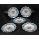 Five Alfred Meakin blue and white bowls