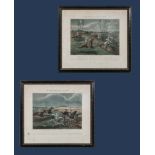 Two coloured engravings of the first steeplechase 50cm x 56cm