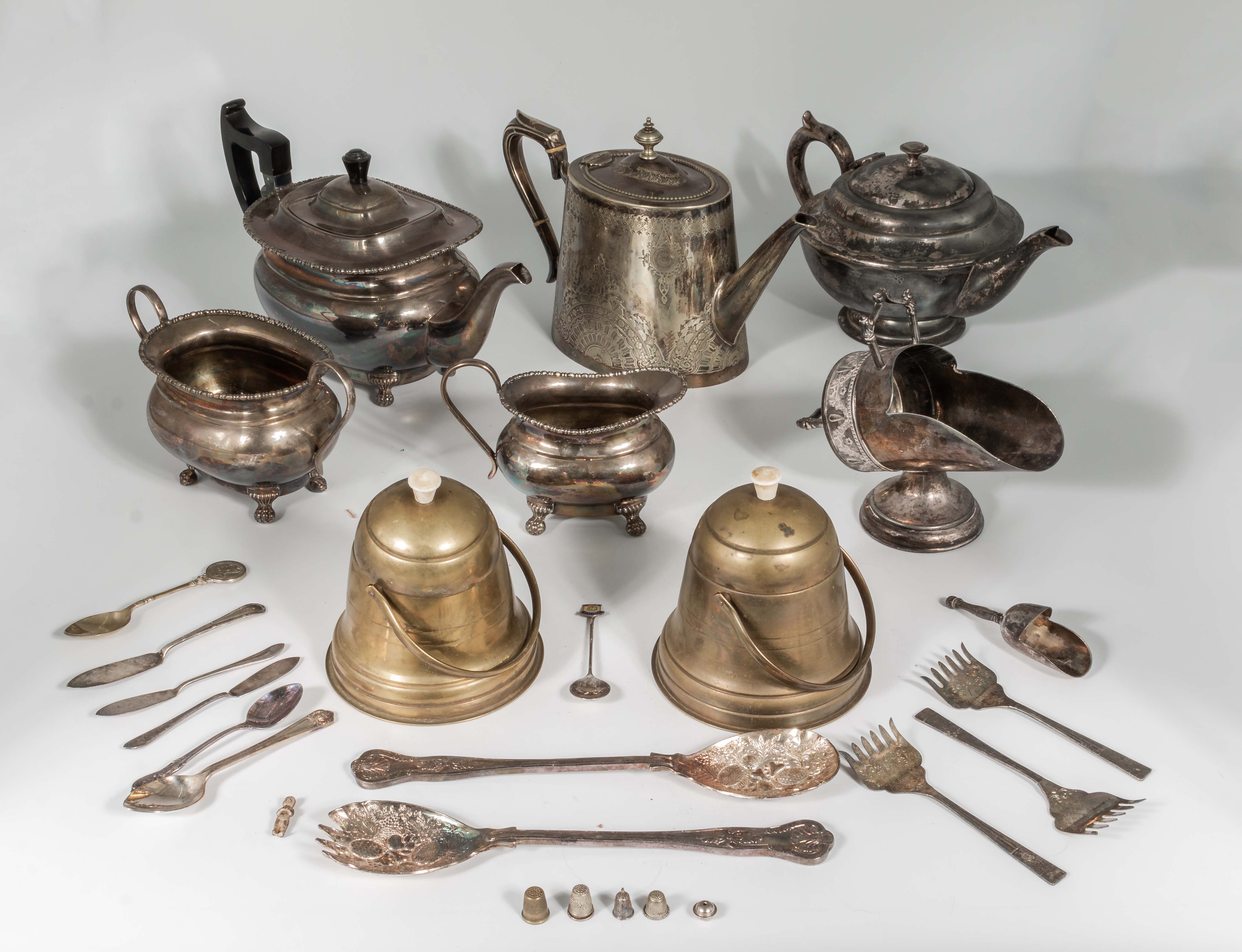 A collection of silver plated items