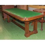 A late Victorian mahogany library table, 90cm x 2.43m