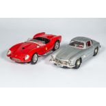 A Burago 1/18 Ferrari 250 Testaossa 1957 model together with a Burago Mercedes 300 SL