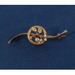 A 9ct gold and seed pearl bar brooch