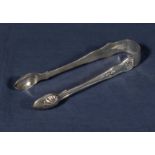 A pair of silver sugar tongs