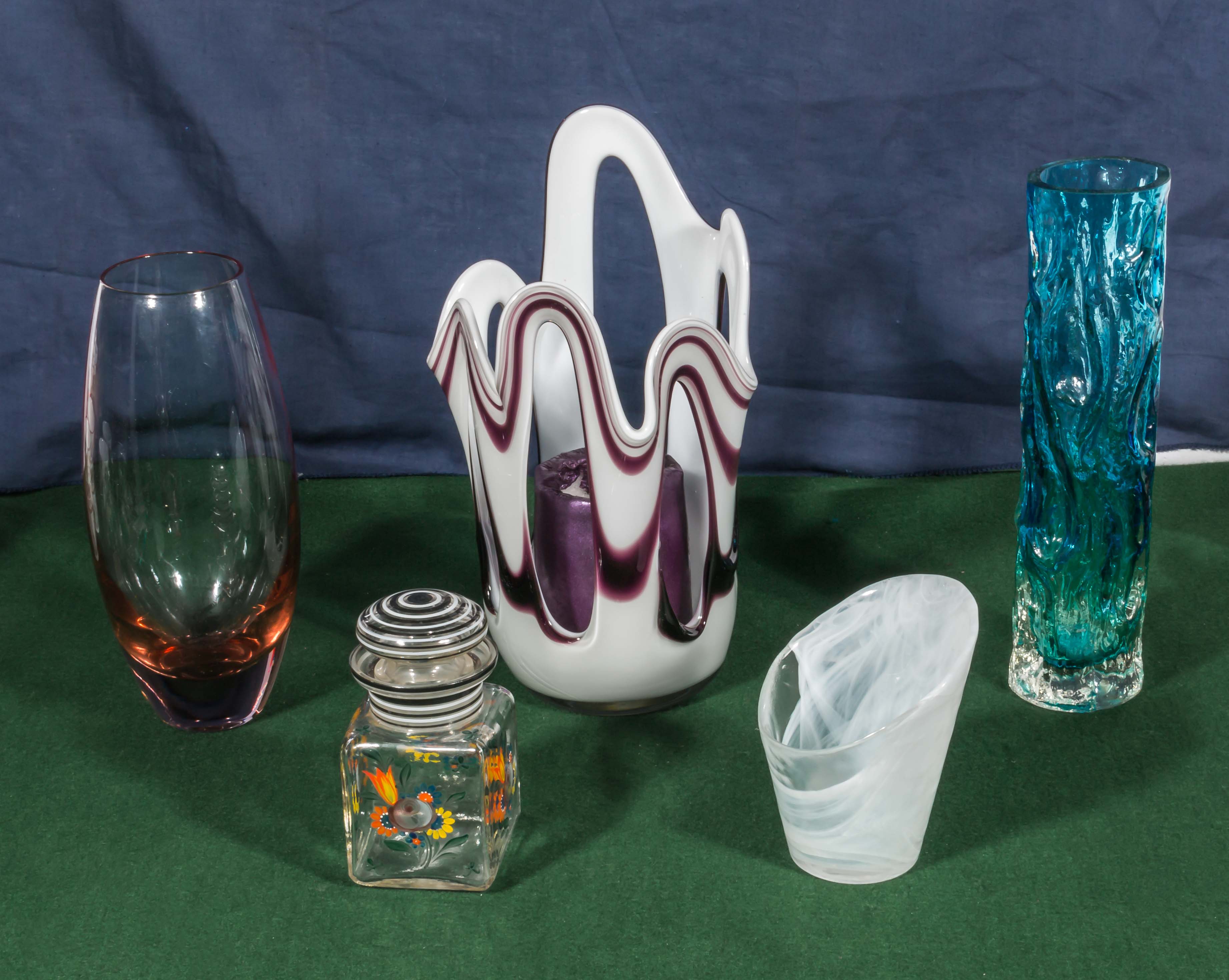 Five pieces of art glass