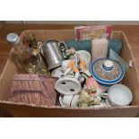 A box containing pottery and glass ware