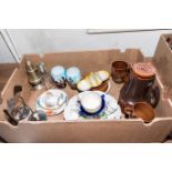 A box containing assorted pottery and glass ware