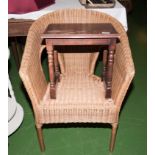 A wicker chair and a stool