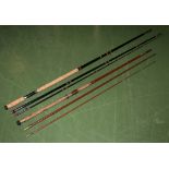 A Daiwa Osprey 3 piece Salmon Rod together with A Martin James, Redditch 3 piece rod