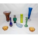 Nine pieces of art glass