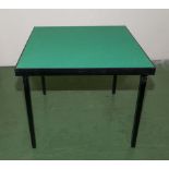 A folding card table