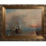 A gilt framed oil on canvas depicting a seascape