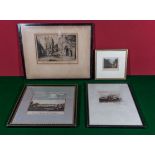 Four framed engravings