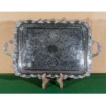 A large silver plated tray