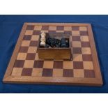 Vintage traditional wooden chess set and board