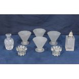 Four white glass sundae dishes and four others
