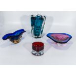 Four pieces of art glass