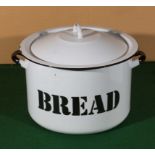 An enamel bread bin