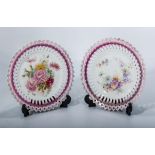 Two Victorian ribbon plates floral decorative