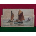 A small unframed water colour depicting sailing ships, signed J Matley 1888
