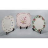 Three decorative china cake plates