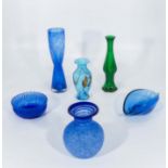 Six pieces of art glass