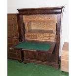 A mahogany escritoire with marble top and burr maple interior, circa 1860