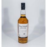 A bottle of Talisker single malt whisky 10 years old, 45.8% ABV