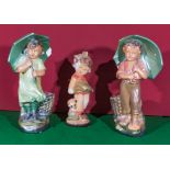 Three Art Deco chalk figures