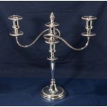 A silver three branch candelabra marks for Birmingham 1964 Barker Ellis Silver Co.