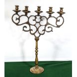 A brass candelabra