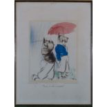 A framed print from the original drawing by Edmund Blampied 'Playing at a Hole in the Ground'