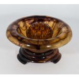 A vintage Davidson brown cloud glass rose bowl