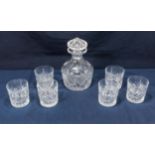 Six Edinburgh crystal whisky tumblers and a mallet decanter