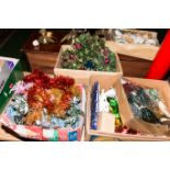 Three boxes of Christmas decorations