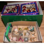 Two boxes of Christmas baubles