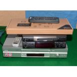A Sony Video player together with a Sony mini disc player and a Talk Talk router