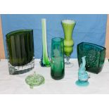 Seven pieces of art glass