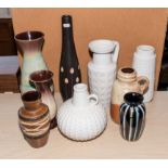 A collection of West German vases